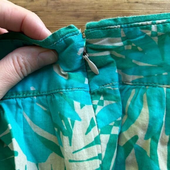 Ann Taylor LOFT Women's Size 2 Blue Green Cream Leaf Palm Print Skirt Lined - Picture 6 of 12
